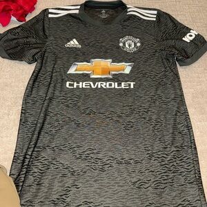 adidas Black Manchester United Training Jersey with White Accents